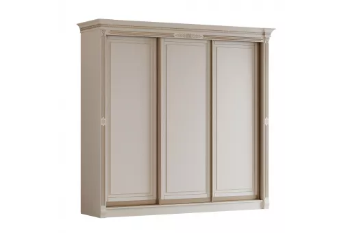 Шкаф-купе 2,20 (3ф) Камелия 3ст. (Крем, Шампань, Профиль серебро)