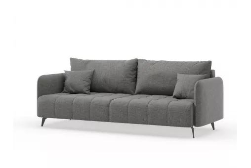 Валериан Диван прямой трёхместный (Стальной, ткань RICO FLEX 9292)