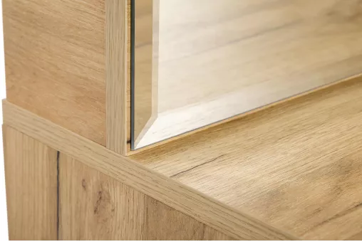 Марта-2 Вешалка комбинированная с зеркалом (Дуб золотой/Белый глянец)