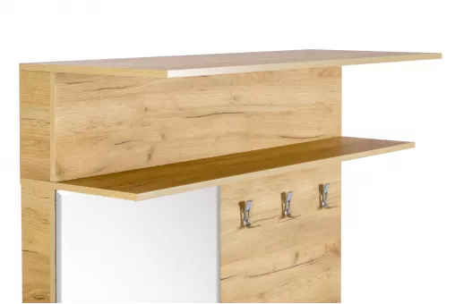 Марта-2 Вешалка комбинированная с зеркалом (Дуб золотой/Белый глянец)