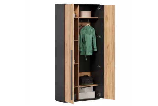 Неаполь Шкаф двухстворчатый (Черный/Дуб Золотой)