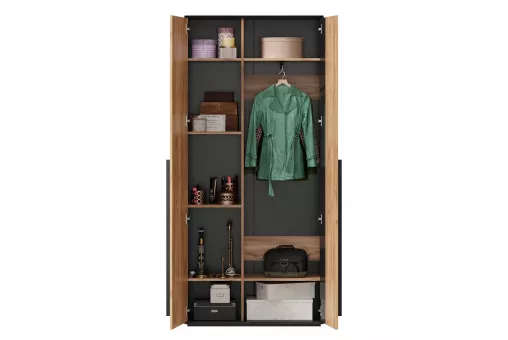 Неаполь Шкаф двухстворчатый (Черный/Дуб Золотой)