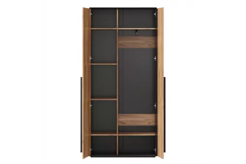 Неаполь Шкаф двухстворчатый (Черный/Дуб Золотой)