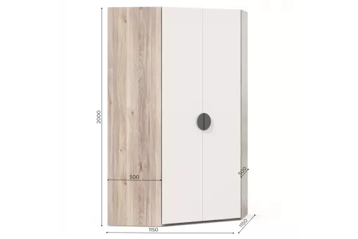 Нео Шкаф угловой 45 гр (Дуб Маувелла PR/Белый)