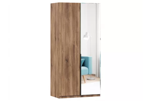 Норд Шкаф двухстворчатый с одной зеркальной дверью (Дуб Кастелло Бренди)