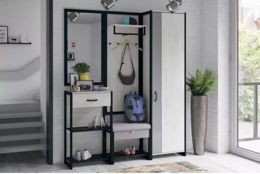 Техно Шкаф одностворчатый глубиной 356 (Дуб Крафт белый/Серый шифер)