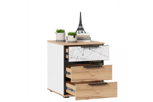 Урбан Тумба прикроватная (Белый/Чёрный/Дуб Золотой)