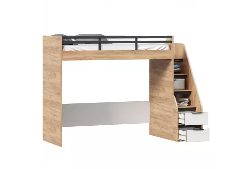Урбан Кровать-чердак (левая Дуб Золотой/Белый)