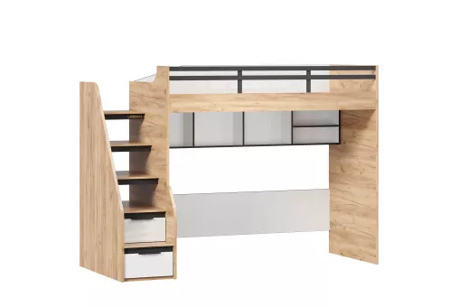 Урбан Кровать-чердак с полкой (правая Дуб Золотой/Белый)
