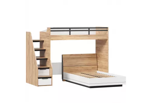 Урбан Кровать-чердак с полутороспальной кроватью (правая Дуб Золотой/Белый)