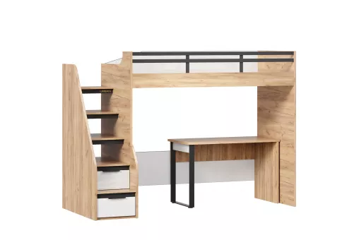 Урбан Кровать-чердак со столом письменным (правая Дуб Золотой/Белый)