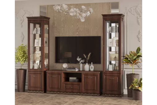 Гостиная Берта (ТВ тумба; 2 Пенала) (Фарина орех)