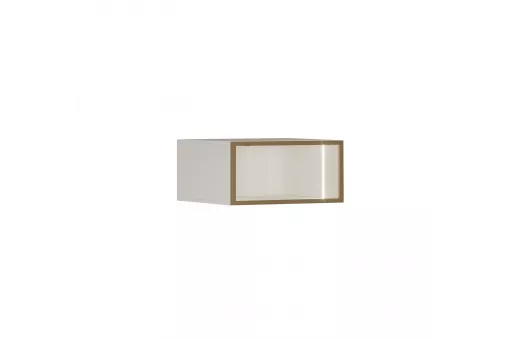 Кухонная антресоль остекленная Мария пенал 600 (Белый, Золото)