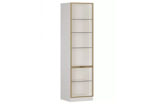 Кухонный пенал остеклённый Мария 600 (Белый, Золото)