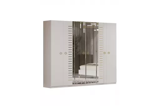 Шкаф Тиффани 6дв. (Крем, Золото)