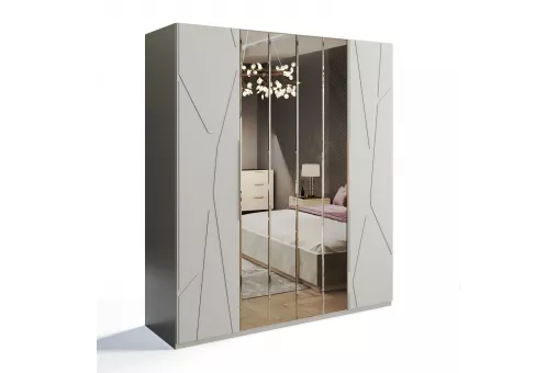 Шкаф Лейла 4-дверный ярко серый