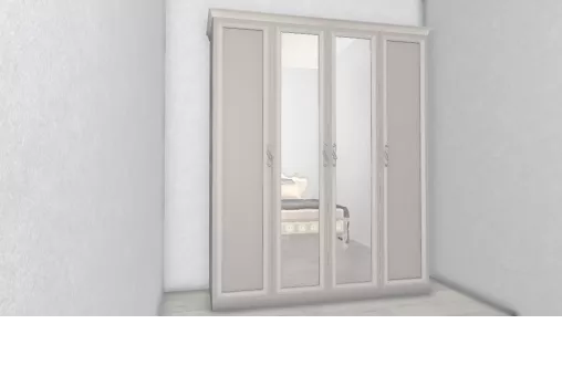 Шкаф Мишель Лайт 4-дверный с зеркалом серый