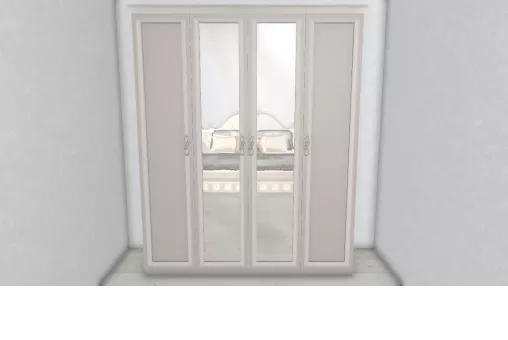 Шкаф Мишель Лайт 4-дверный с зеркалом серый