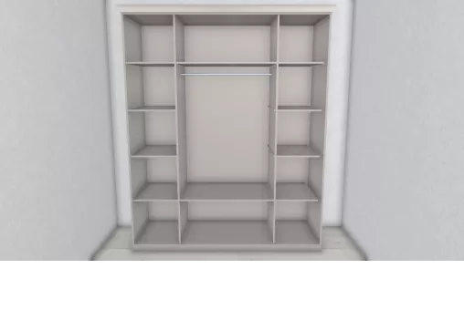 Шкаф Мишель Лайт 4-дверный с зеркалом серый