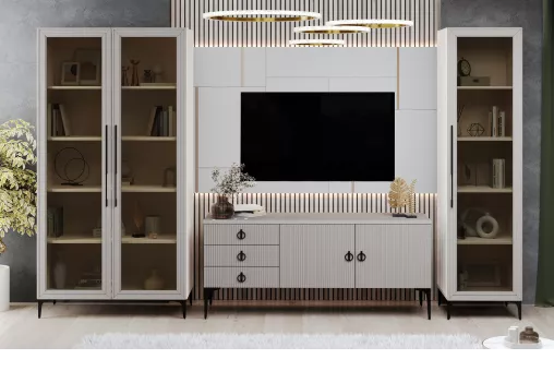 Гостиная Стелла 1+тв+2 ярко серый