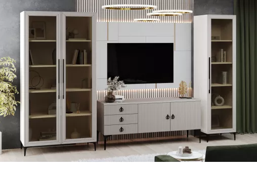 Гостиная Стелла 1+тв+2 ярко серый