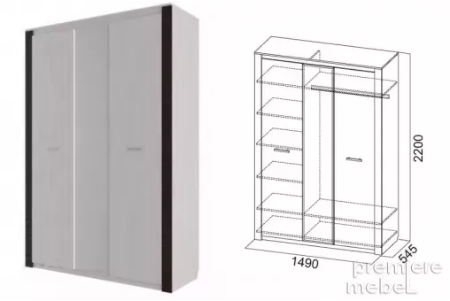 Шкаф комбинированный трехстворчатый