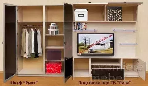 Подставка под ТВ Рива Люкс + шкаф Рива Люкс