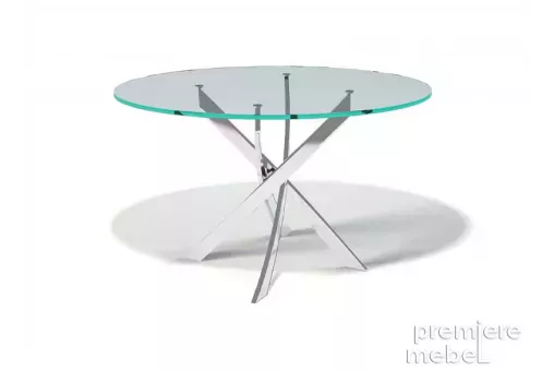 Стол обеденный R1300 хром / стекло прозрачное