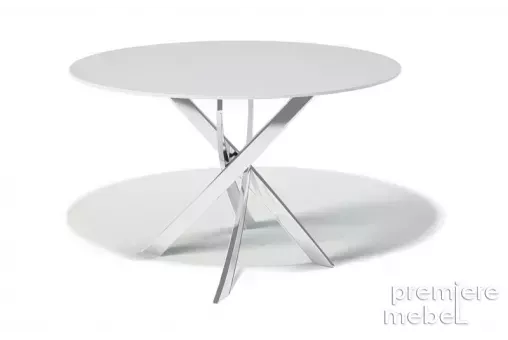 Стол обеденный R1300 хром / стекло белое глянец