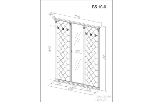 Вешалка с зеркалом Благо Б 5.10-6 (разные цвета)