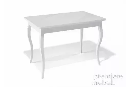Стол обеденный 1100C белый / стекло белое сатин