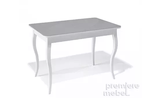Стол обеденный 1100C белый / стекло серое глянец