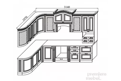Кухня Деметра NEW радиусная угловая L1970х3140
