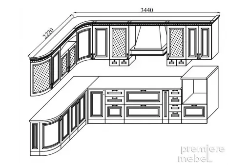 Кухня Деметра NEW радиусная угловая L2220х3440