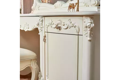 Туалетный стол с зеркалом и пуфом Элиза крем