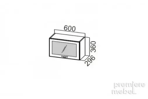 Шкаф навесной 600 / 360 (горизонтальный со стеклом)