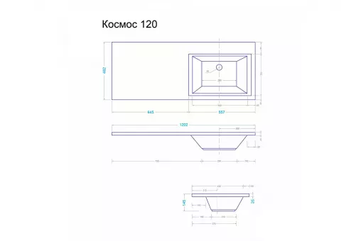 Тумба с раковиной Soft Silver 120