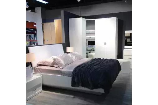 Кровать двуспальная 160 Белла с подъемным механизмом (белоснежный ГЛ)